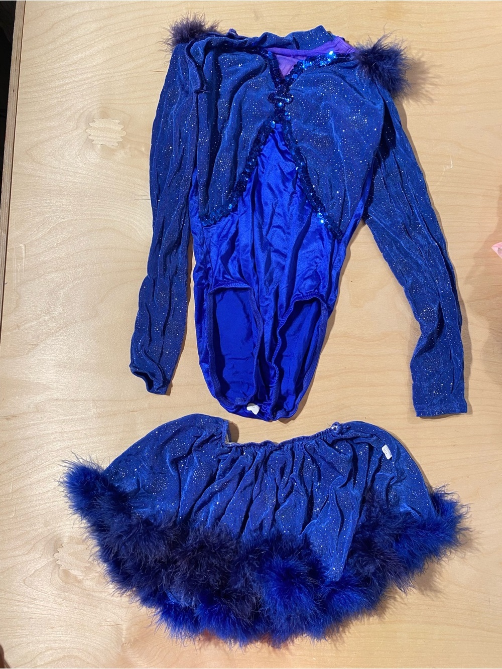 Sparkling Royal Blue Feather Trim Dance Set SA (RX)